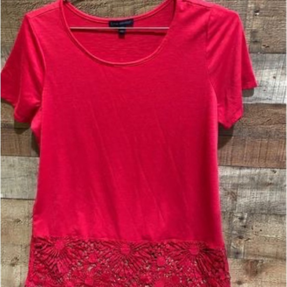 Ladies Lane Bryant Lace Embellished Red Top Size 14/16